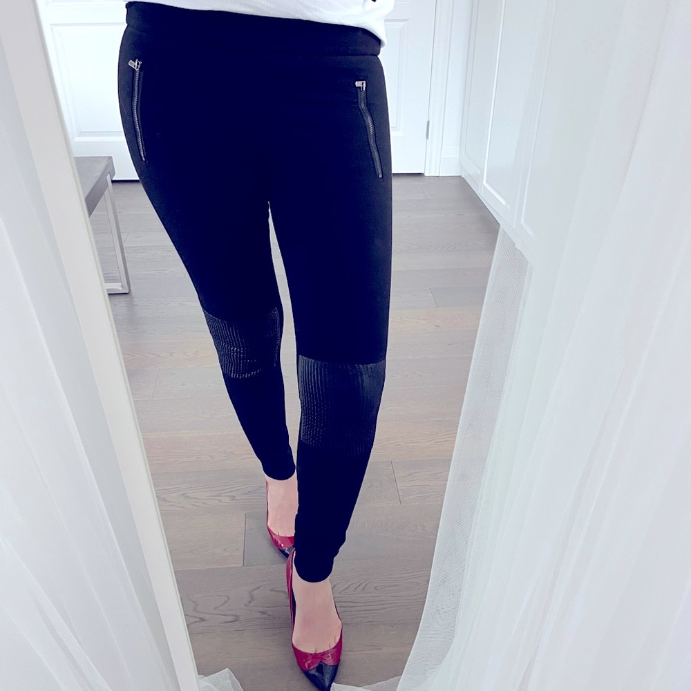 Zara Black Leggings with Leather Knee Pads